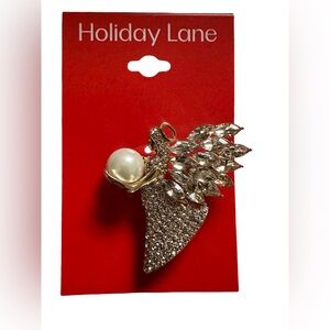 Holiday Lane Gold and Silver Angel Brooch